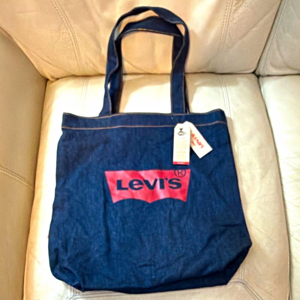 Levi's Denim Tote Bag Cotton Logo Lightweight Blue Double Handles NWT